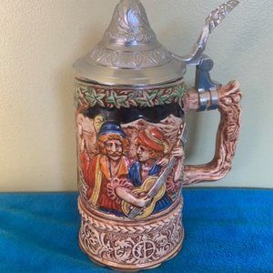 Vintage German Style Music Box Beer Stein w/ Music